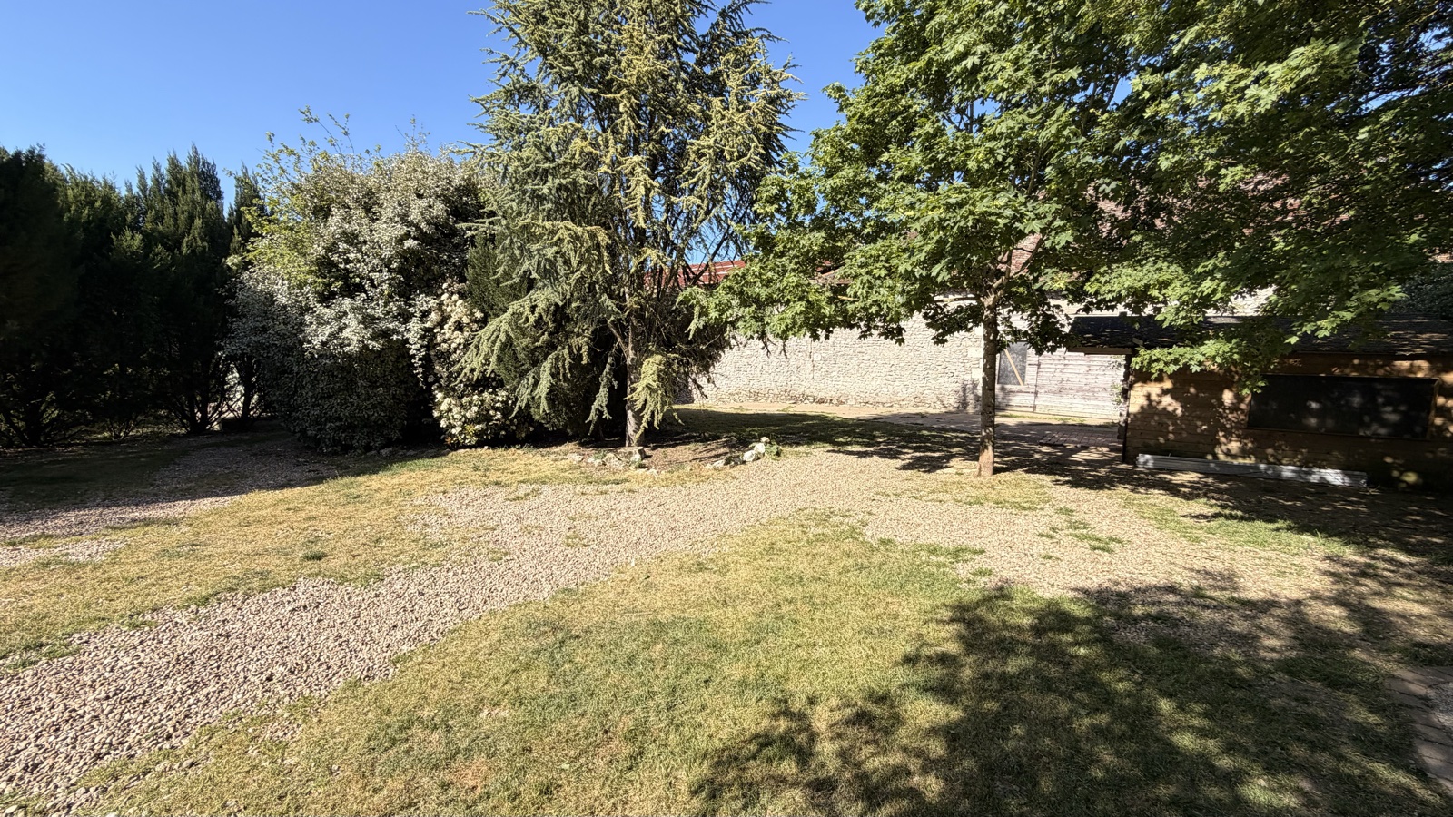 Parc extérieur arboré de la pension canine La Grande Chauffetière à Leigné-les-Bois